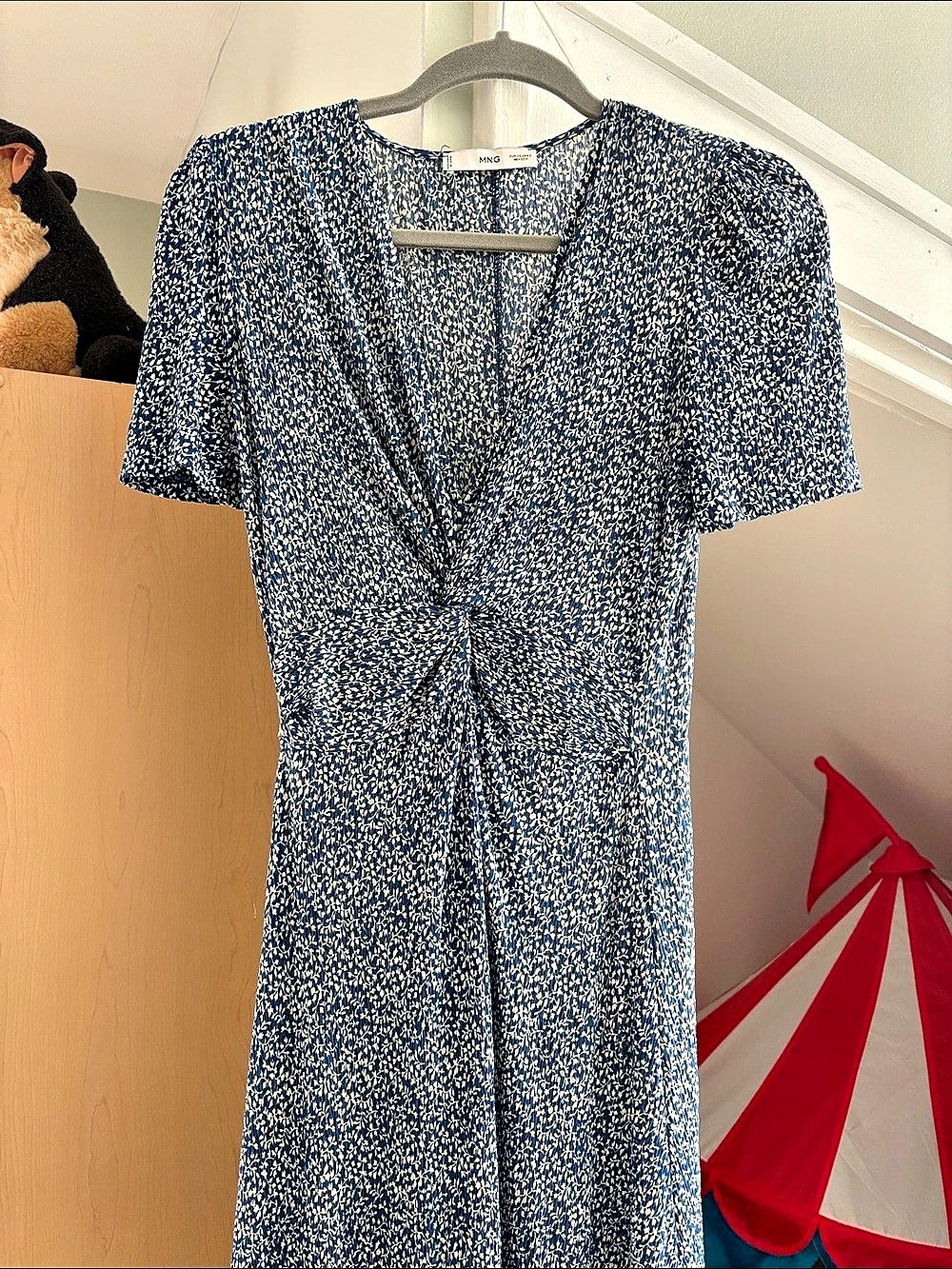 MNG Floral Maxi Dress in Blue & White